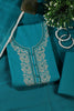 Teal Cotton Resham Embroidered Unstitched Suit