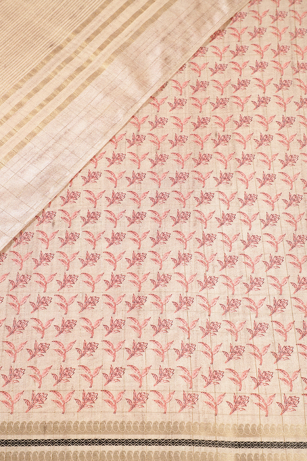 Dusty Pink Cotton Silk Floral Printed Saree