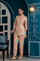 Multi-Color Muslin Printed Co-Ord Set