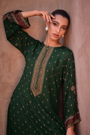 Green Color Pashmina Printed Unstitched Suit Material