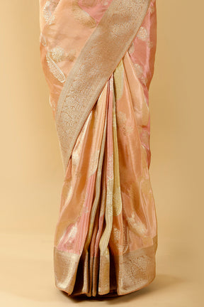 Peach Color Woven Georgette Saree