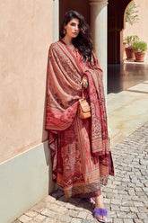 Rust Color Muslin Printed Unstitched Suit Material