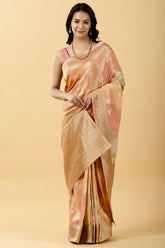 Peach Color Woven Georgette Saree