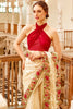 Cream Color Organza Embroidered Saree