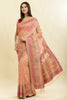 Peach Chanderi Cotton kashida Weaves Saree