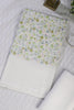 White & Green Cotton Floral Printed and Resham Embroidered Unstitched Suit Material