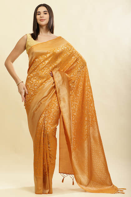 Mustard Lightweight Banarasi Silk Weaving Saree