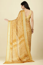 Mustard Color Chiffon Leheriya Printed Saree