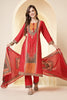 Red Color Printed Silk Embroidered Suit Set