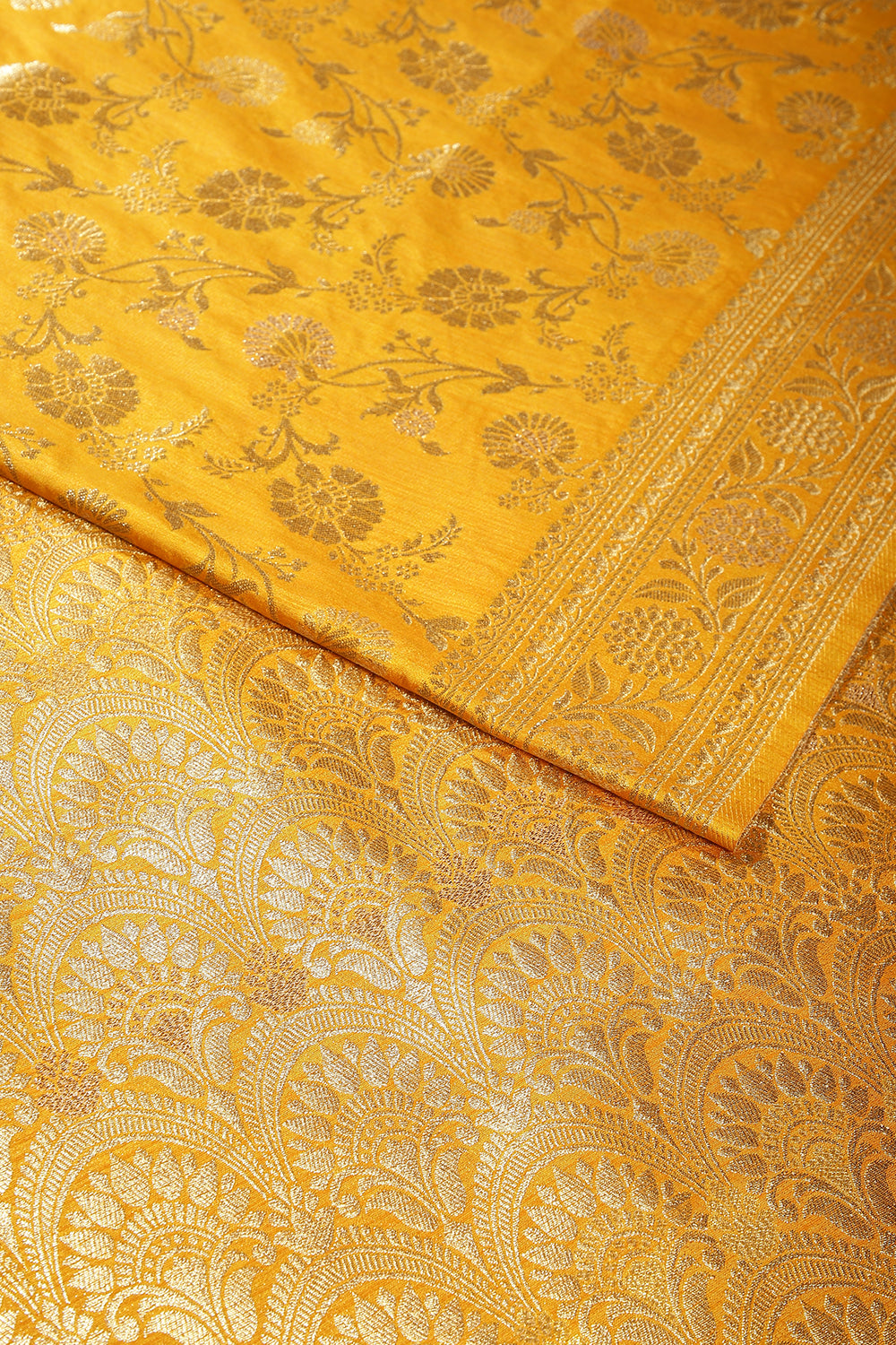 Mustard Color Raw Silk Woven Saree