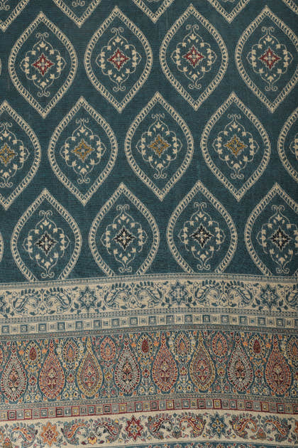 Teal Pashmina Digital Printed Unstitched Suit Material