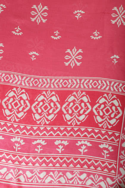 Dark Pink Floral Block Print Cotton Unstitched Suit Fabric