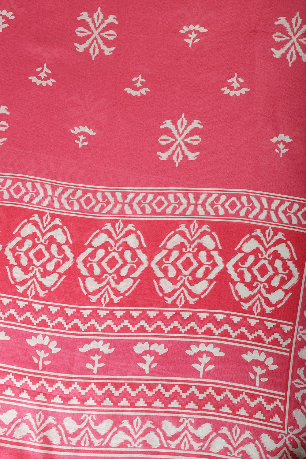 Dark Pink Floral Block Print Cotton Unstitched Suit Fabric