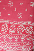 Dark Pink Floral Block Print Cotton Unstitched Suit Fabric
