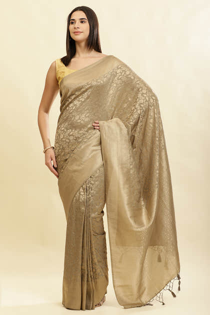 Beige Lightweight Banarasi Silk Weaving Saree