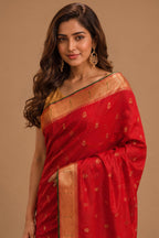 Carmine Color South Silk Paithani Work Saree
