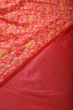 Dark Coral Color Chiffon Floral Zari Border Printed Saree