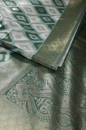 Green Color Zari Woven Chanderi Cotton Saree