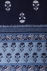 Navy And White Cotton  Zari Border & Floral Block Print Unstitched Suit Material