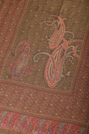 Brown Pashmina Floral Printed Unstitched Suit Material