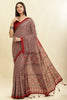 Maroon Cotton Silk Ajrakh Block Printed Saree