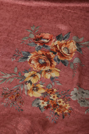 Dusty Pink Jacquard Silk Lasa Printed Saree