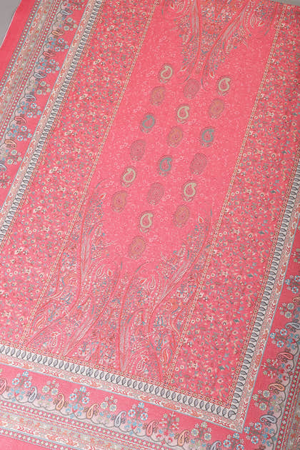 Baby Pink Pashmina Floral Printed Unstitched Suit Fabric