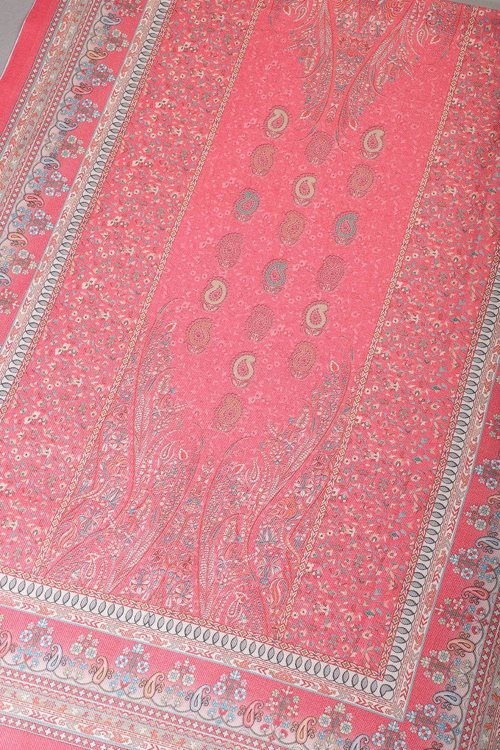Baby Pink Pashmina Floral Printed Unstitched Suit Fabric