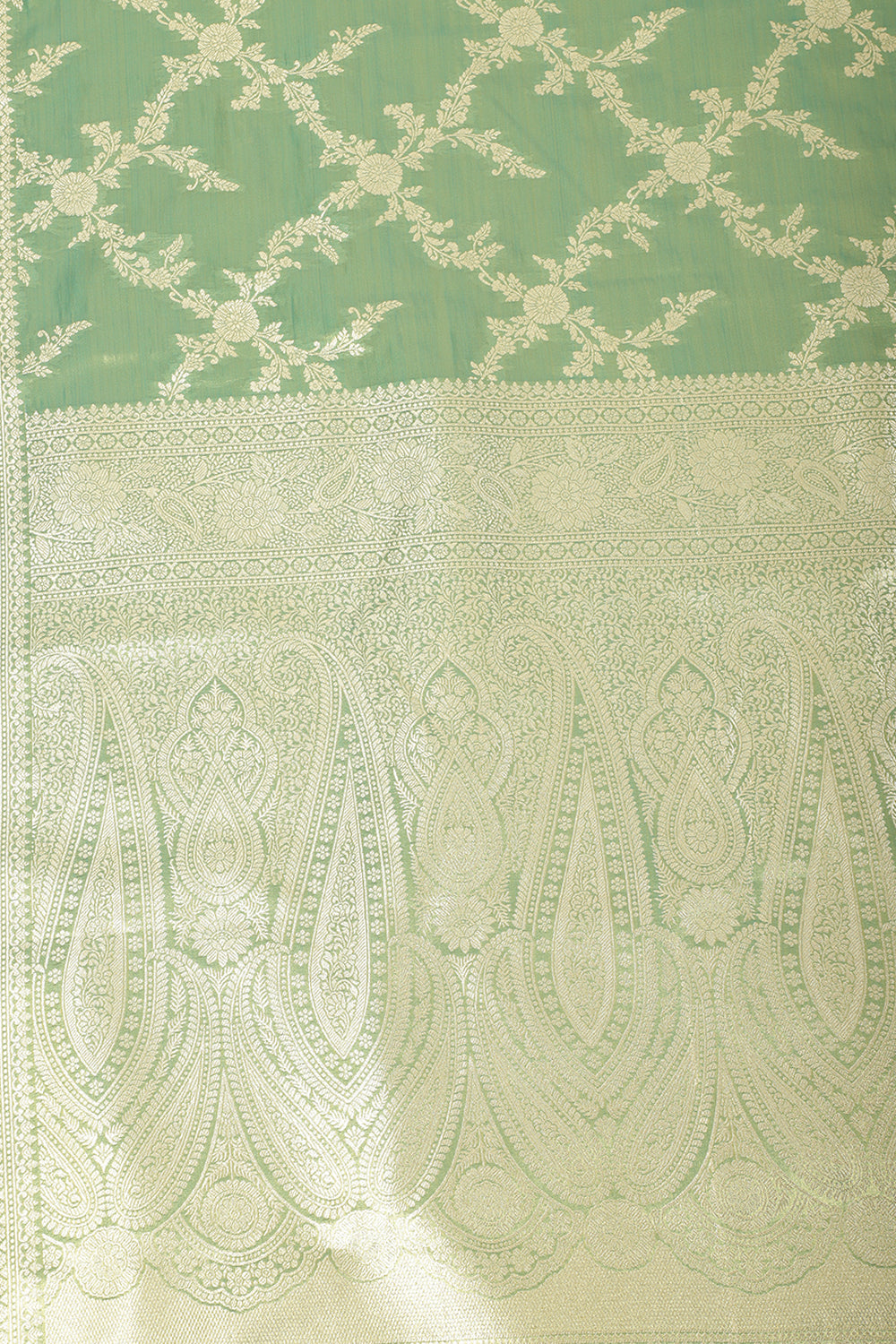 Teal & Gold Dual Toned Silk Woven Banarsi Saree