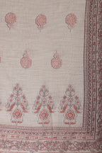 Beige & Peach Floral Printed Unstitched Suit Fabric