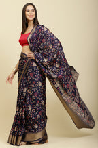 Navy Cotton Silk Printed Saree