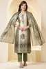 Green Color Chanderi Silk Printed Straight Suit
