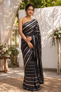Black Sequins Embroidered Georgette Saree