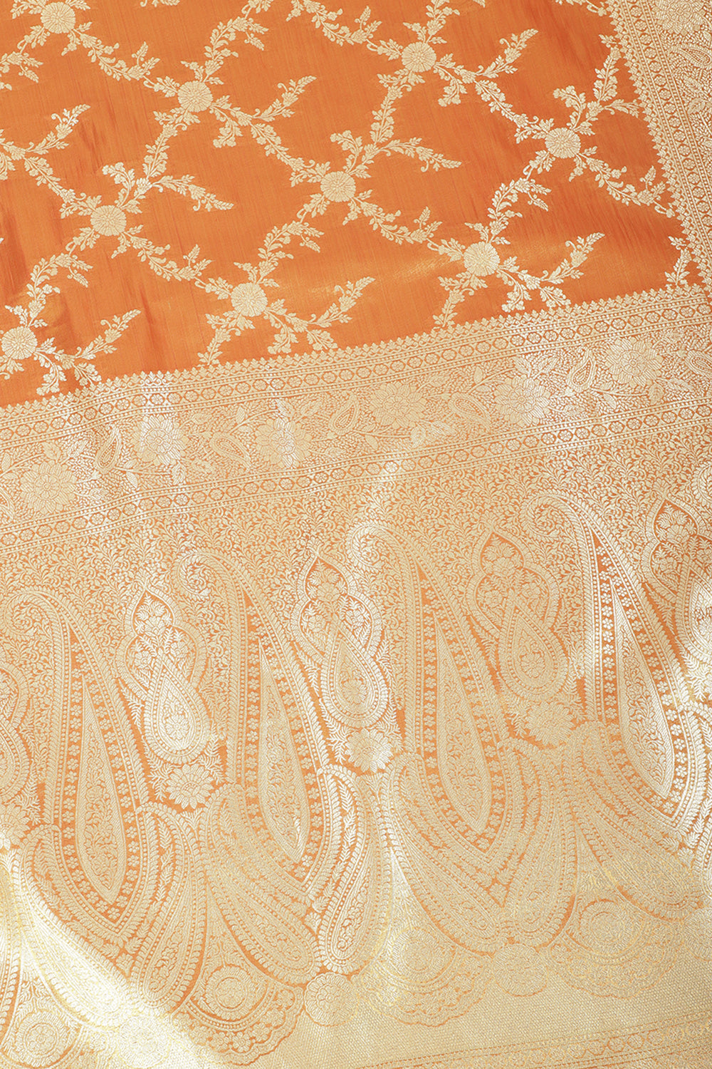 Red & Gold Dual Toned Silk Woven Banarsi Saree