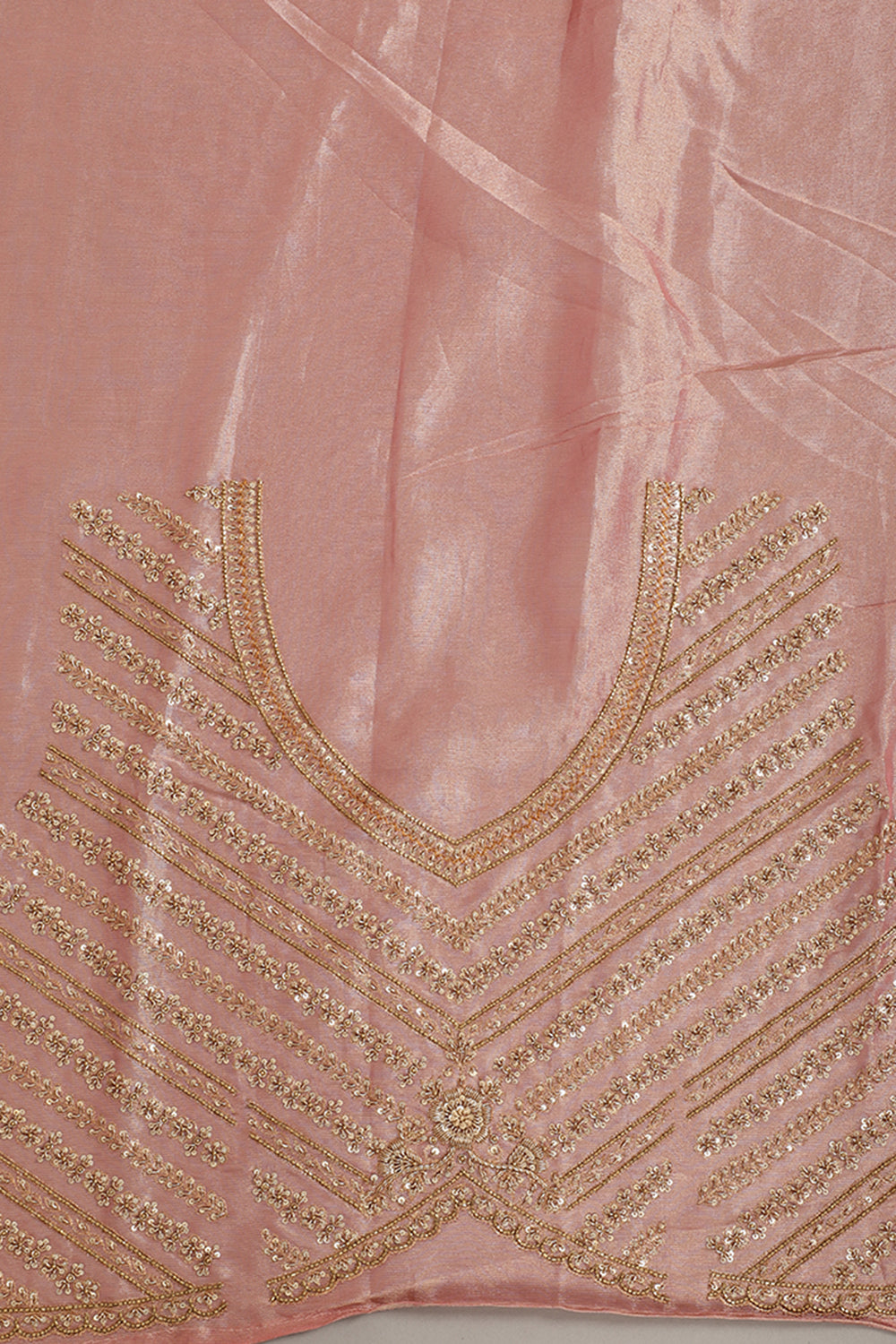 Pink Color Pure Tissue Silk Saree with Zardozi & Sequence Handwork