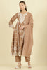 Light Brown Cotton Resham Floral Embroidered Anarkali Suit Set