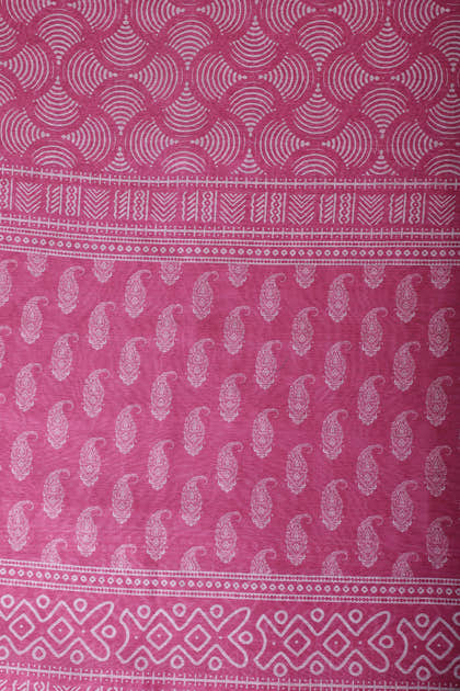 Pink Cotton Boota Block Print Unstitched Suit Fabric
