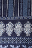 Navy And White Cotton Floral Block Print & Zari Border Unstitched Suit Material