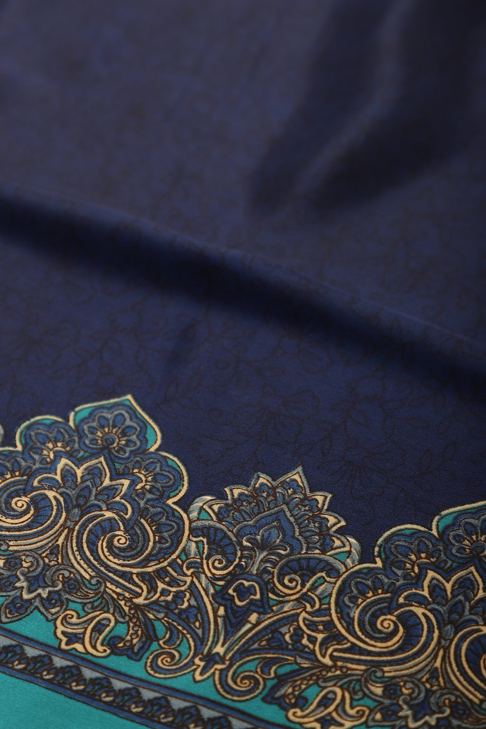 Navy Kashmiri-Inspired Floral Printed Crepe Saree