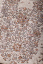 Beige & Brown Floral Printed Unstitched Suit Fabric