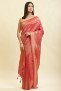 Dark Peach Lightweight Banarasi Silk Weaving Saree