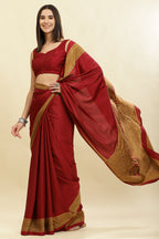 Maroon Crepe Printed Saree