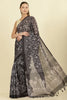 Black Kota Cotton Floral Jaal Printed Saree