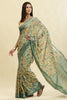 Sea Green & Beige Cotton Silk Floral Boota Printed Saree