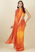 Orange Georgette Leheriya Printed Saree