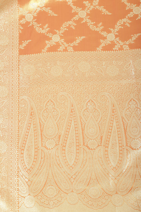 Rani & Gold Dual Toned Silk Woven Banarsi Saree