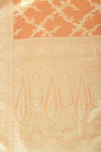 Rani & Gold Dual Toned Silk Woven Banarsi Saree