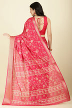 Raspberry Cotton Silk Printed Saree
