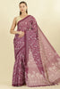 Purple Kota Cotton Floral Jaal Printed Saree