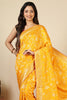 Mustard Banarasi Silk Zari Floral Zaal Woven Saree
